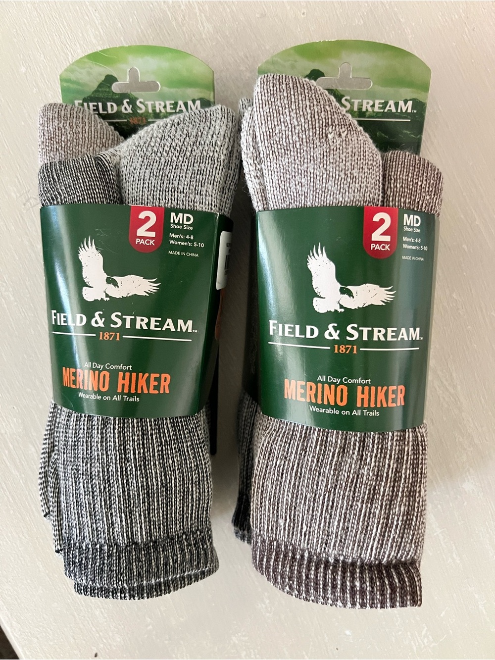 Field & Stream Merino Hiker Socks bundle 4 Pairs Medium Wool Hiking NWT unisex
